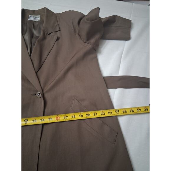 Kristen Blake 100% Wool Trench Coat Belted Sz L 12 Tan Long Winter Vtg USA Flaw - Picture 12 of 16